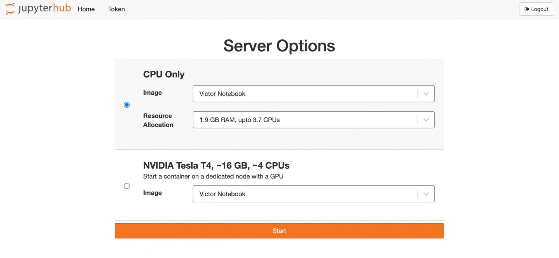 server options screen 