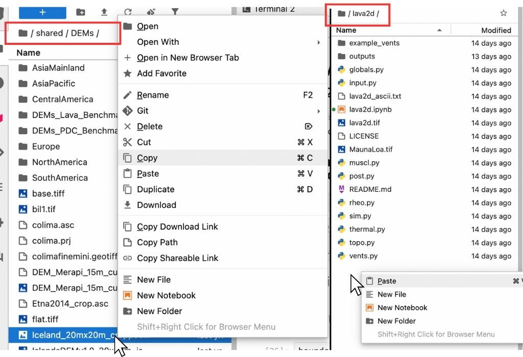 Steps for copying and pasting a new DEM into a model folder