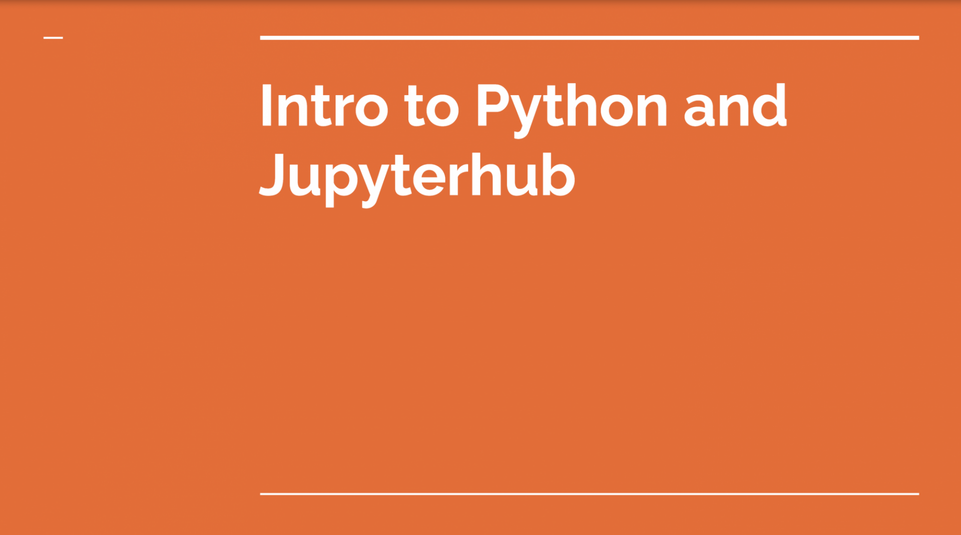 Introduction to Python and JupyterHub